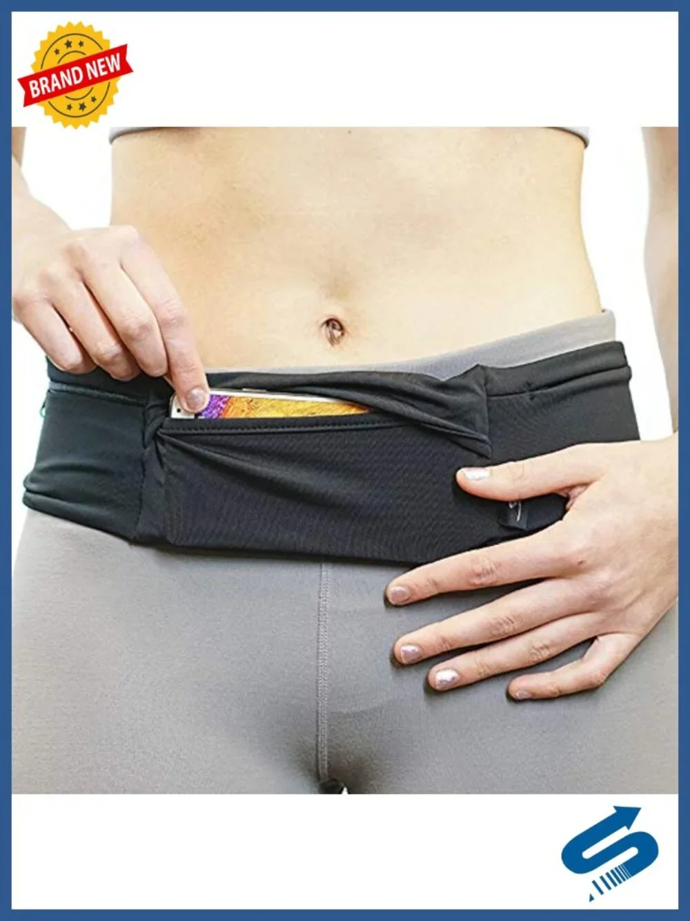 3 Pocket Adjustable Running Belt Waist Pack with Sweat Resistant Backing, Holds